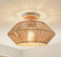 1-Light Bohemian Rattan Semi Flush Mount Ceiling Light