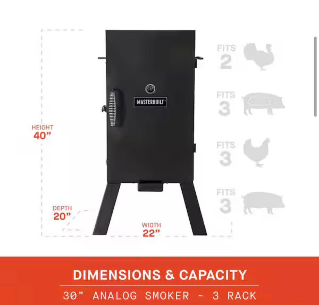 30 in. Analog Electric Smoker in Black with 3 Racks