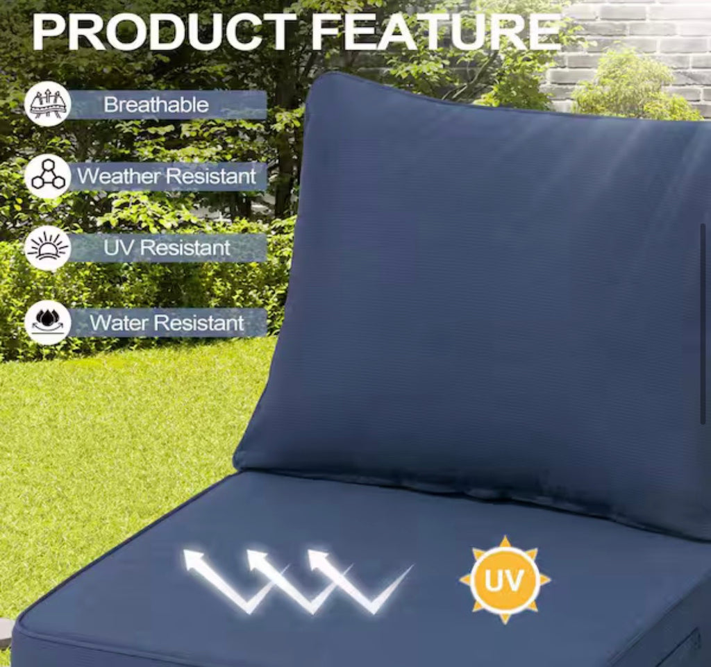 24 in. x 24 in. Set of 2 Patio Outdoor Lounge Chair Cushions