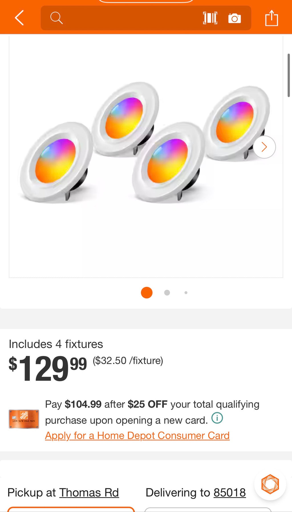 4-Pack Smart RGB LED Recessed Lights