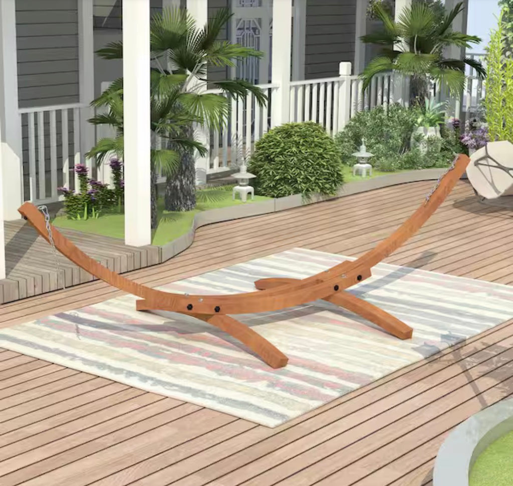 13 ft. Pine Hardwood Arc Frame Hammock Stand ( missing some hardware)