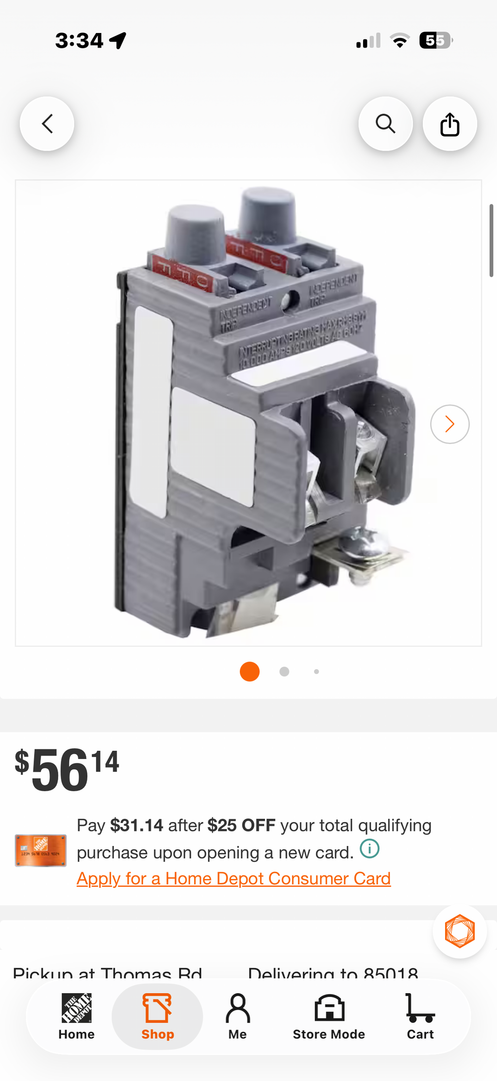 20/20 AMP twin pole type UBI P Breaker