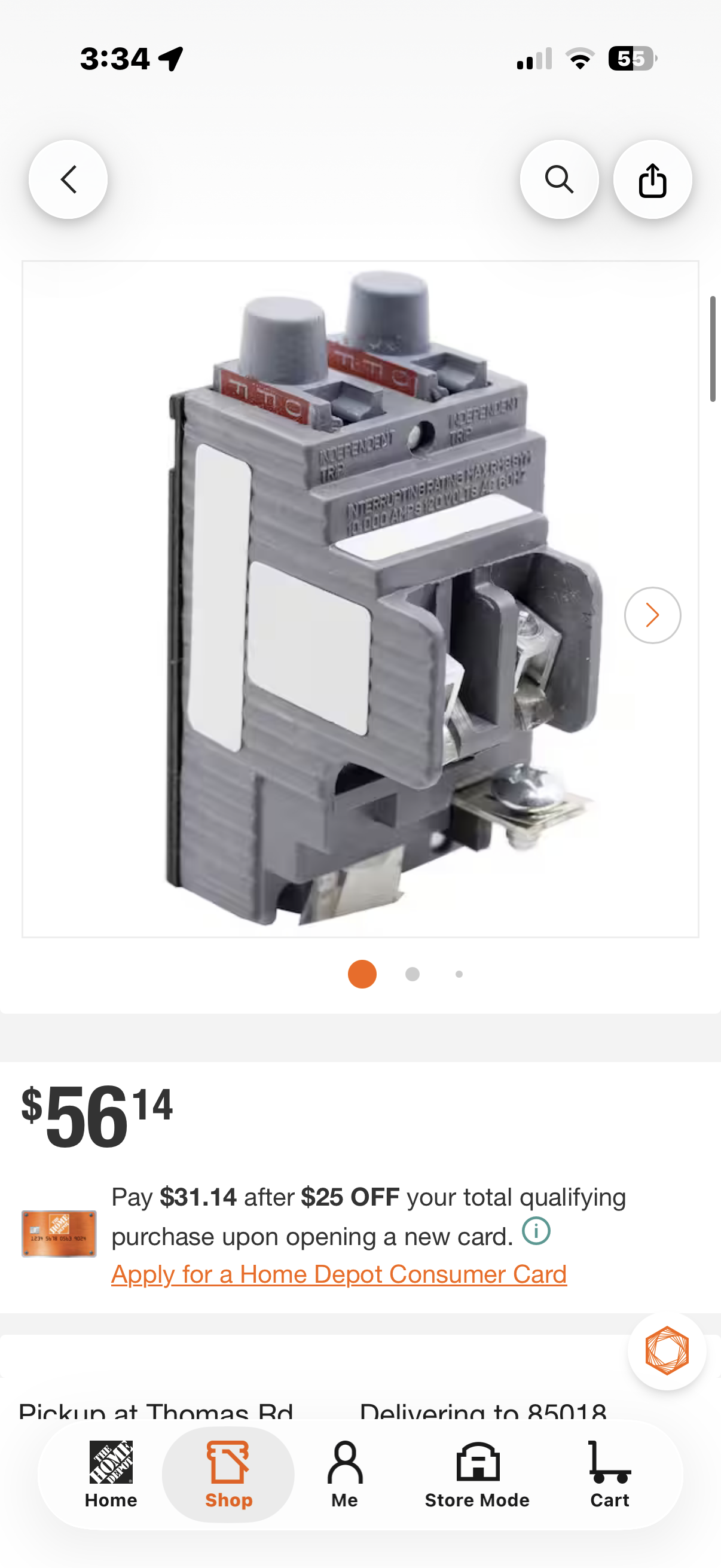 20/20 AMP twin pole type UBI P Breaker