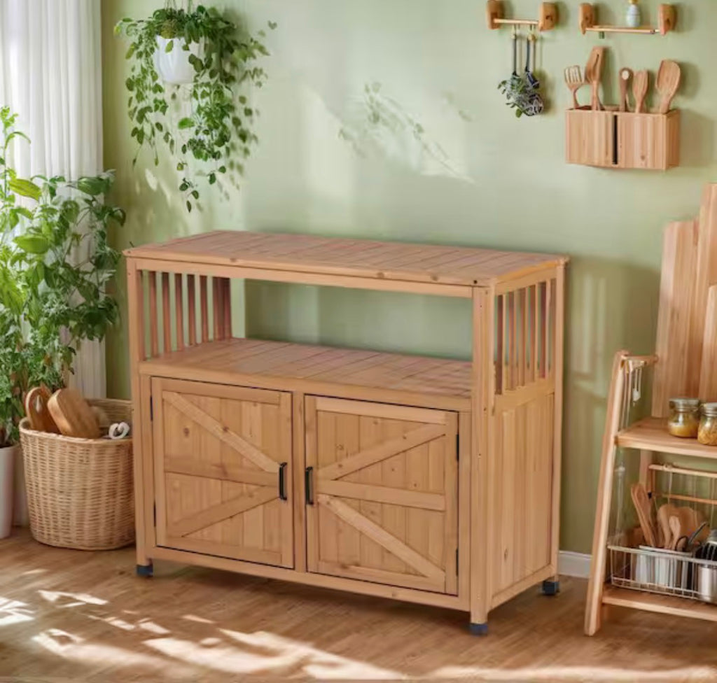 Brown Wood indoor / Outdoor Storage Cabinet