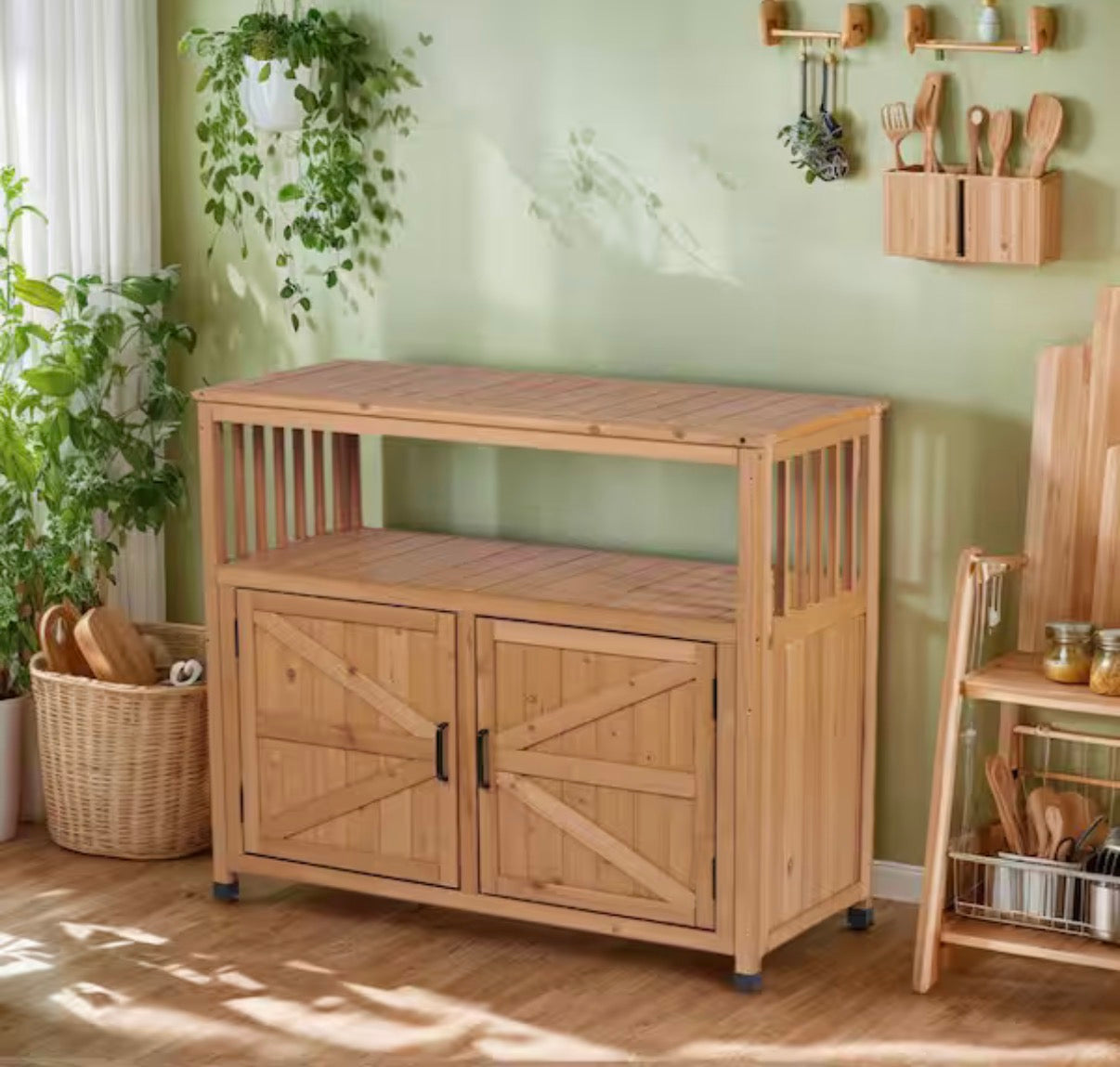 Brown Wood indoor / Outdoor Storage Cabinet