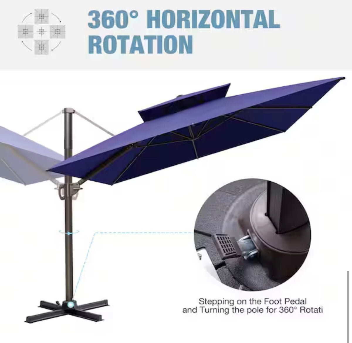 12 ft. x 9 FT. Outdoor Aluminum Cantilever Umbrella