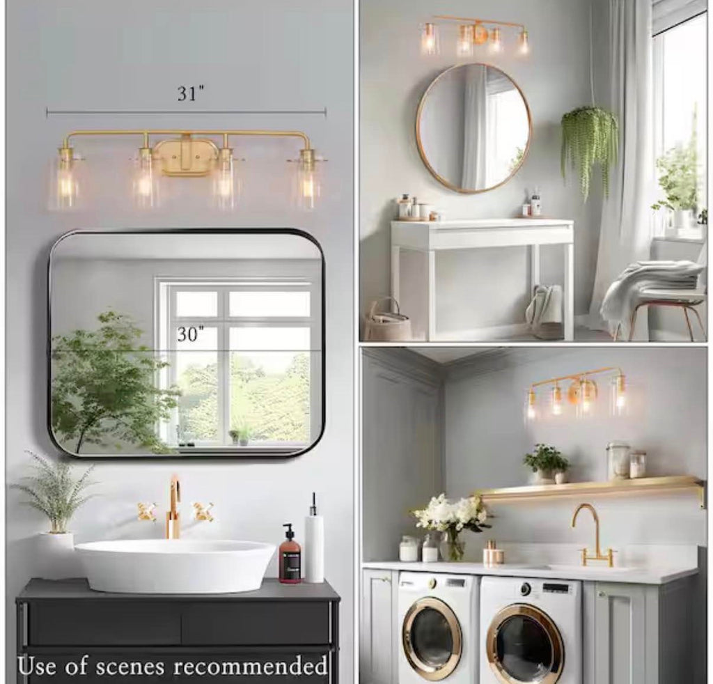 31 in Gold Vanity Light for Bathroom