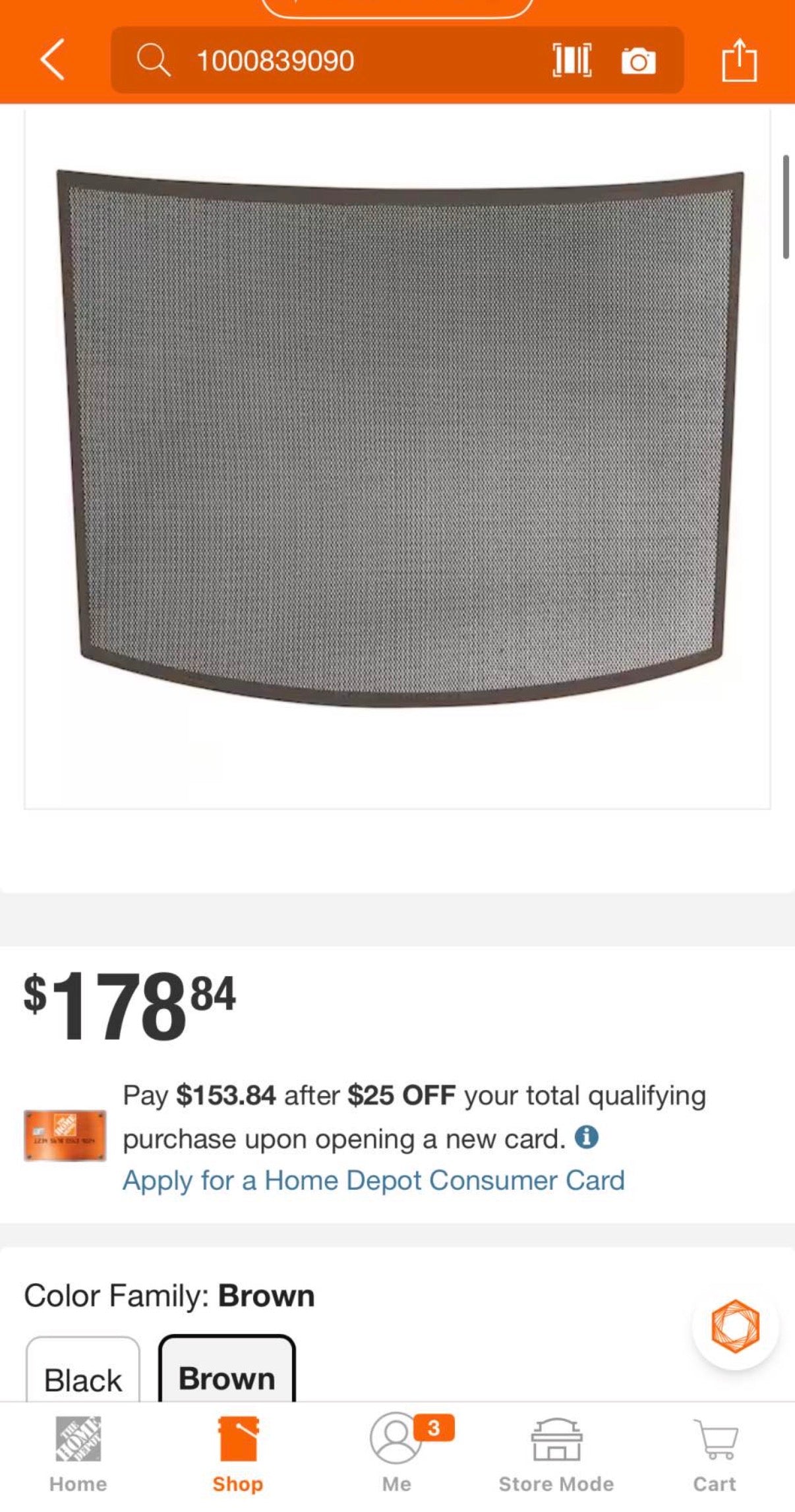 Curved Bronze 41 in. Single-Panel Fireplace Screen
