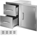 Outdoor Kitchen BBQ Island Drawers with Handles Access Door