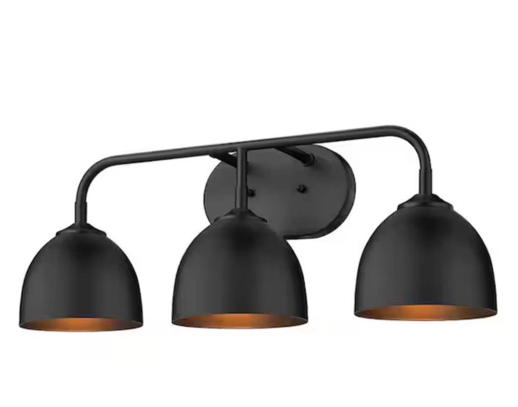 Zoey 8 in. 3-Light Matte Black Vanity Light
