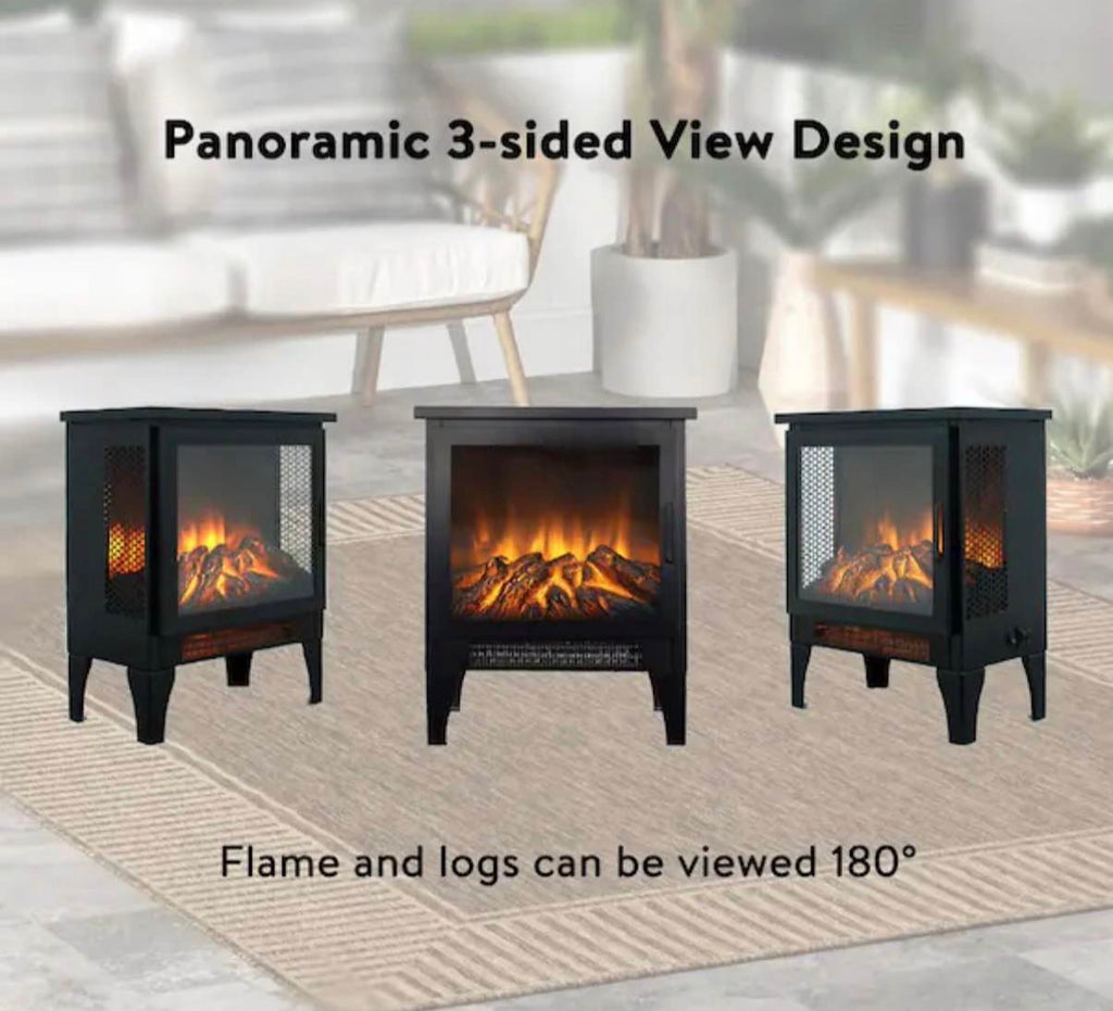 15 in. 400 sq. ft. 3-Sided 3D Flame Electric Stove