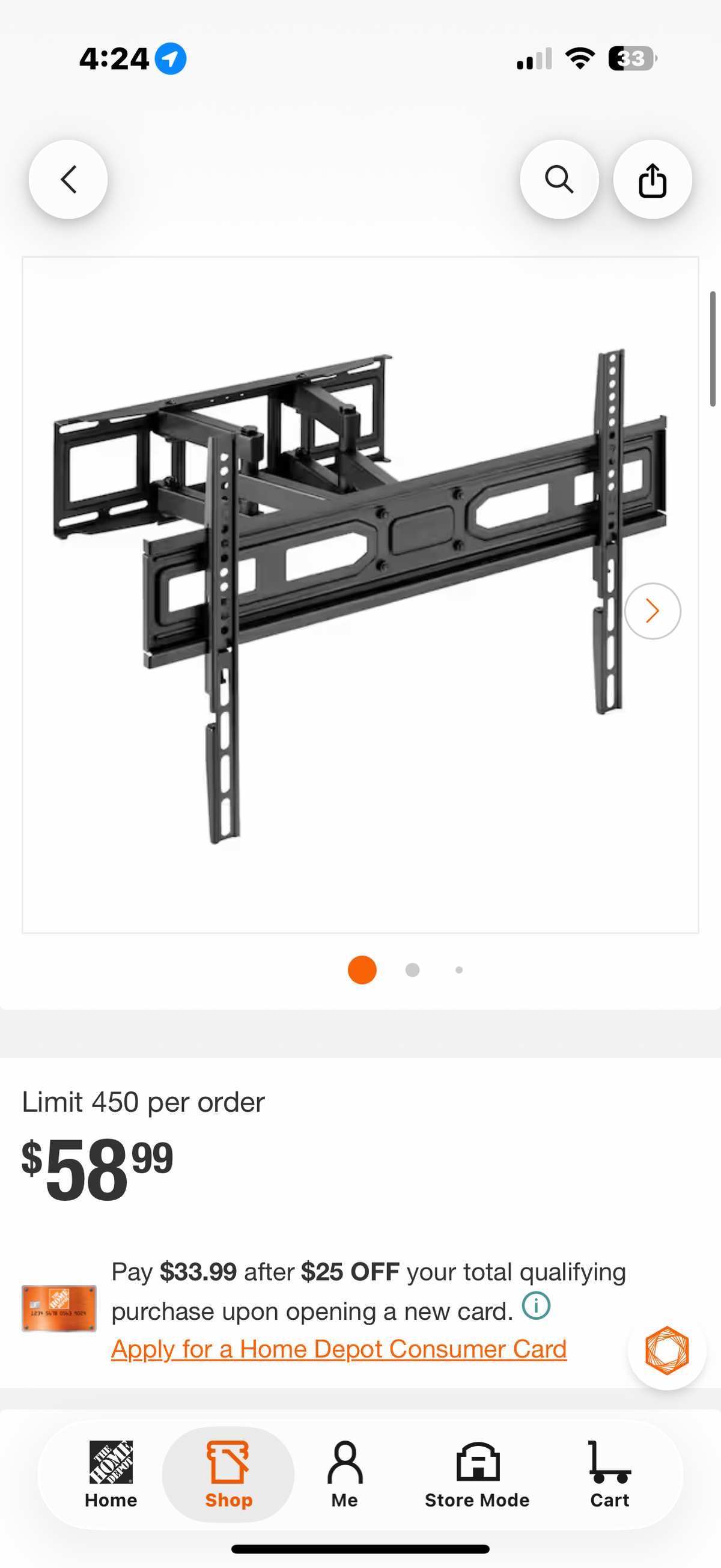 Full Motion TV Mount for 36 in.- 85 in. TVs