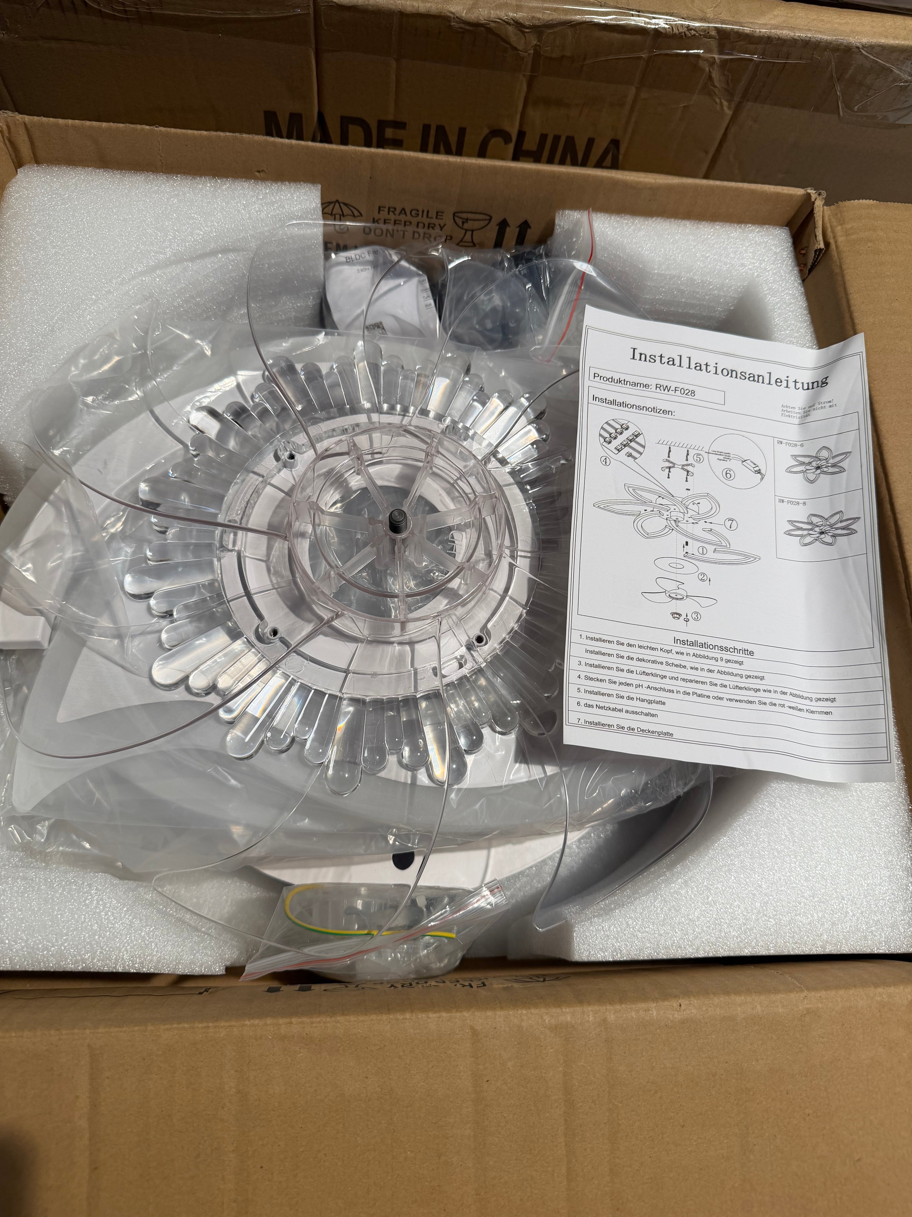 37.4 in. Flush Mount Ceiling Fan with LED Light