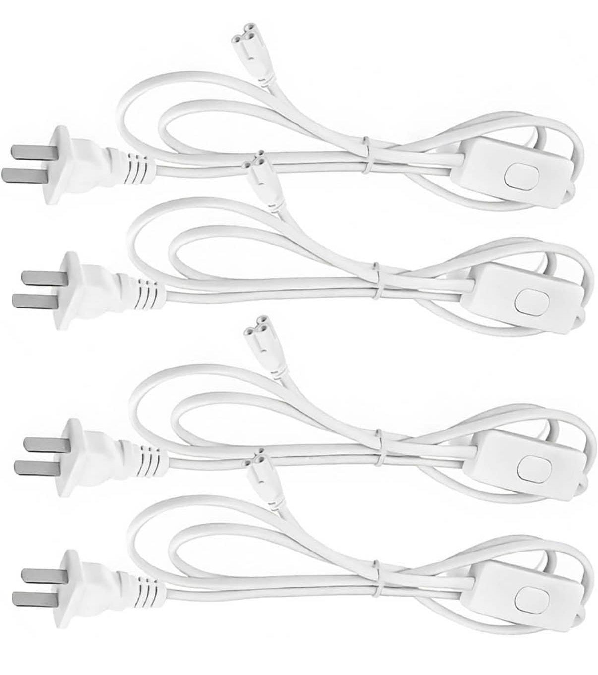 T5 T8 LED Light Plug Extension Cord  with linkable cord pack of 4