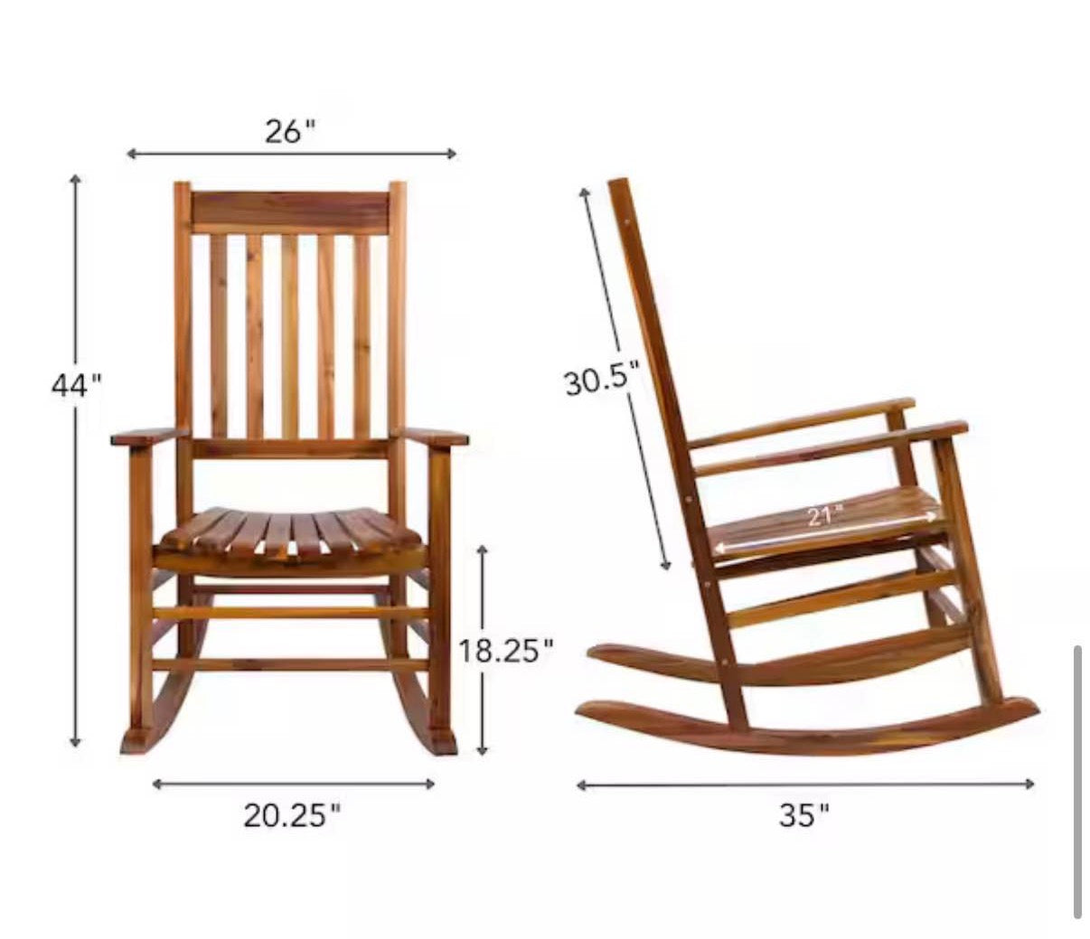 44"H Oak Porch Rocking Chair