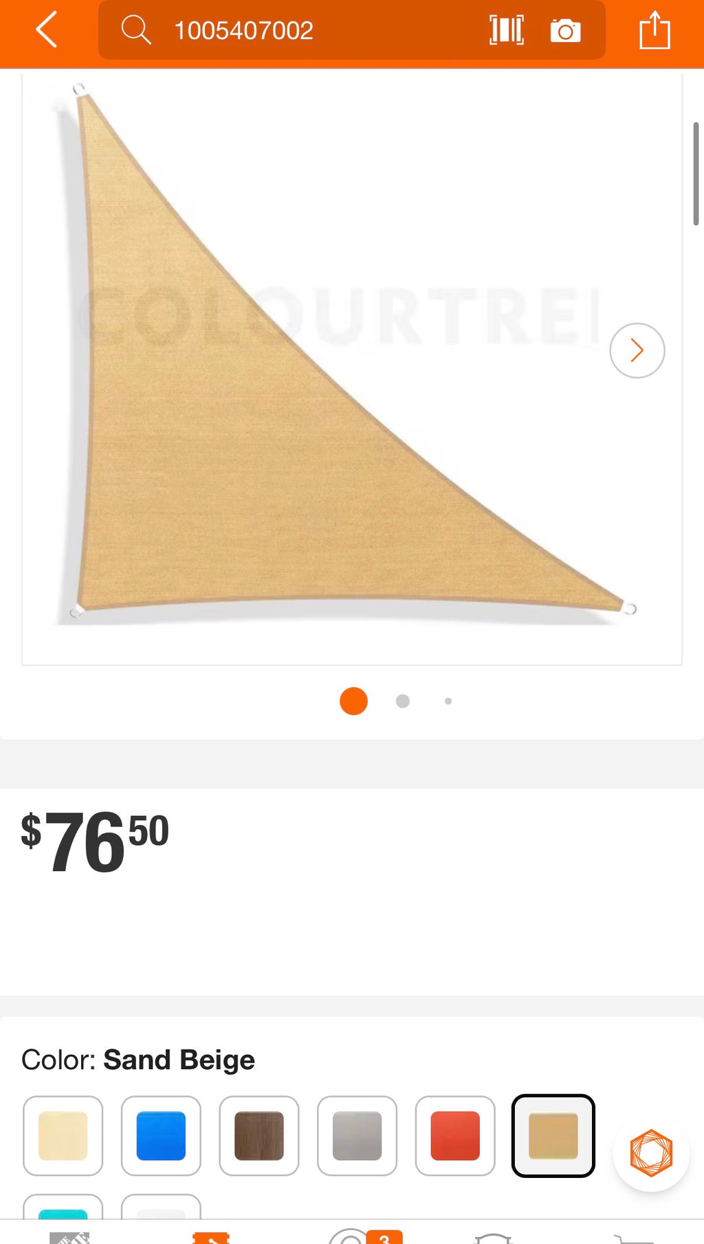 ColourTree Triangle Sun Shade Sail 28.3 ft. x 20 ft. x 20 ft.