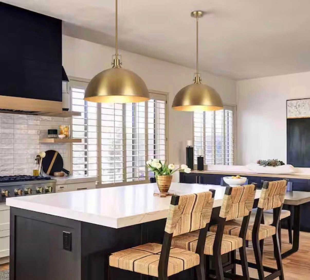 Brushed Gold Single Pendant Light for Kitchen Island