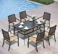 7-Piece Metal Patio Outdoor Dining Sets with Beige Cushions