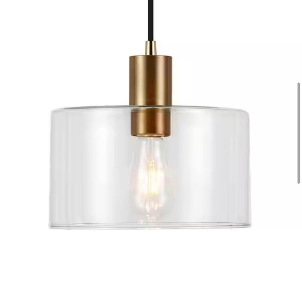 Henri 1-Light Glass Pendant with Brass Accents