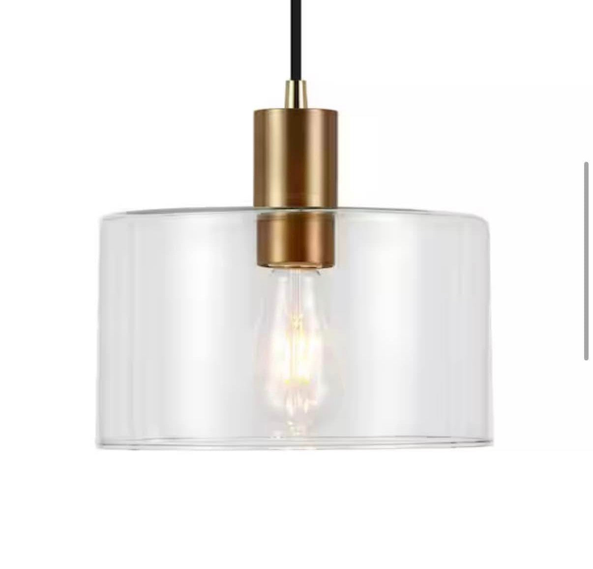 Henri 1-Light Glass Pendant with Brass Accents