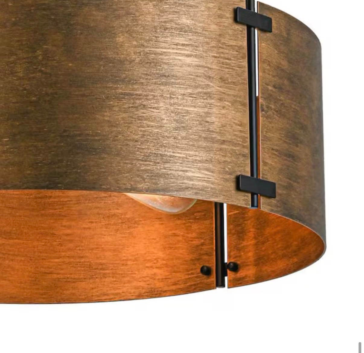 22.05 in. 4-Light Rustic Antique Bronze Drum Pendant Light