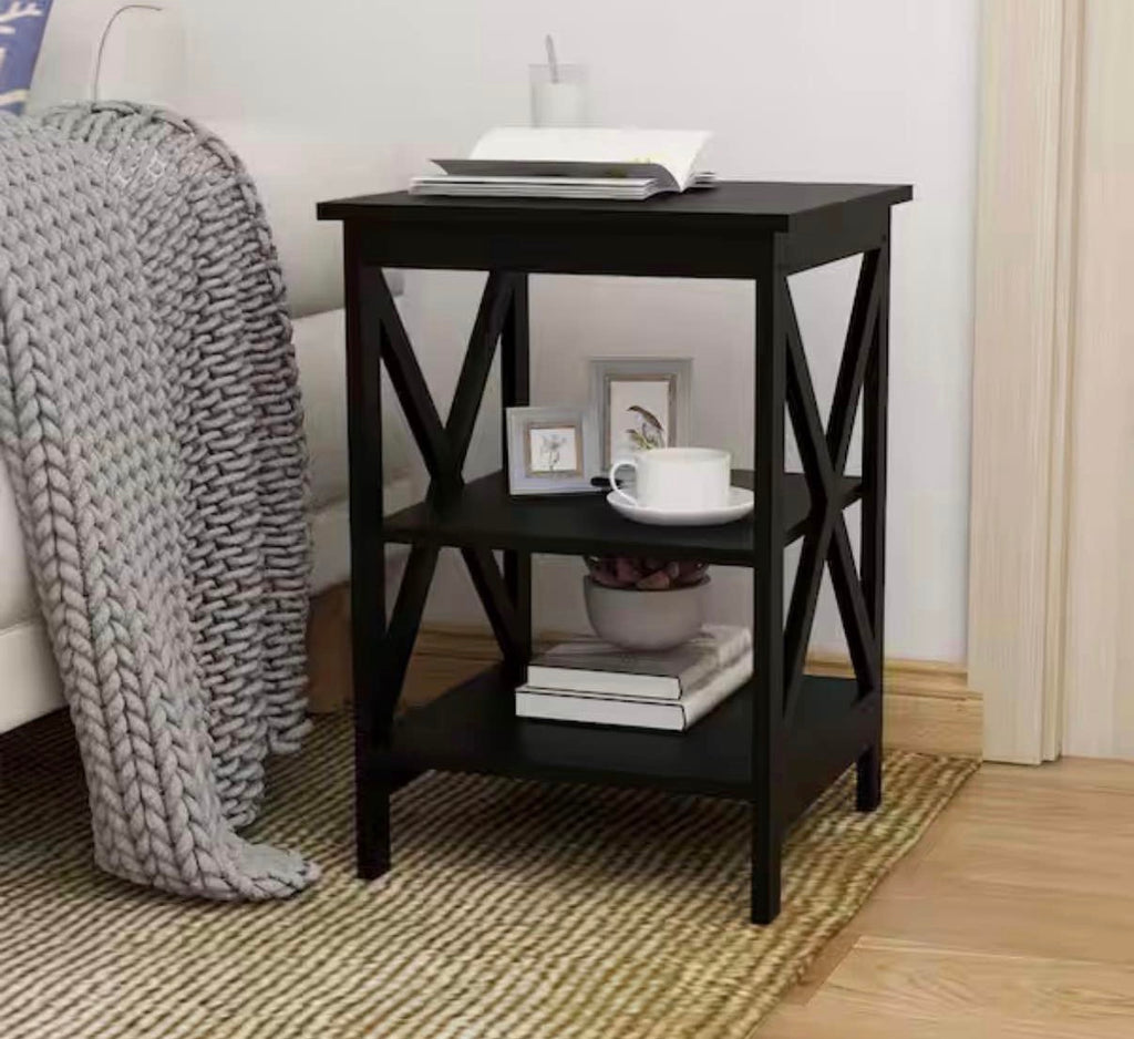 Stylish Black Wood Side Table