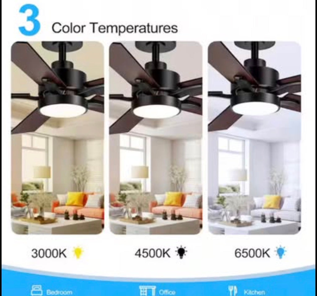 Charlie 42 in. Indoor Black Ceiling Fans with Light