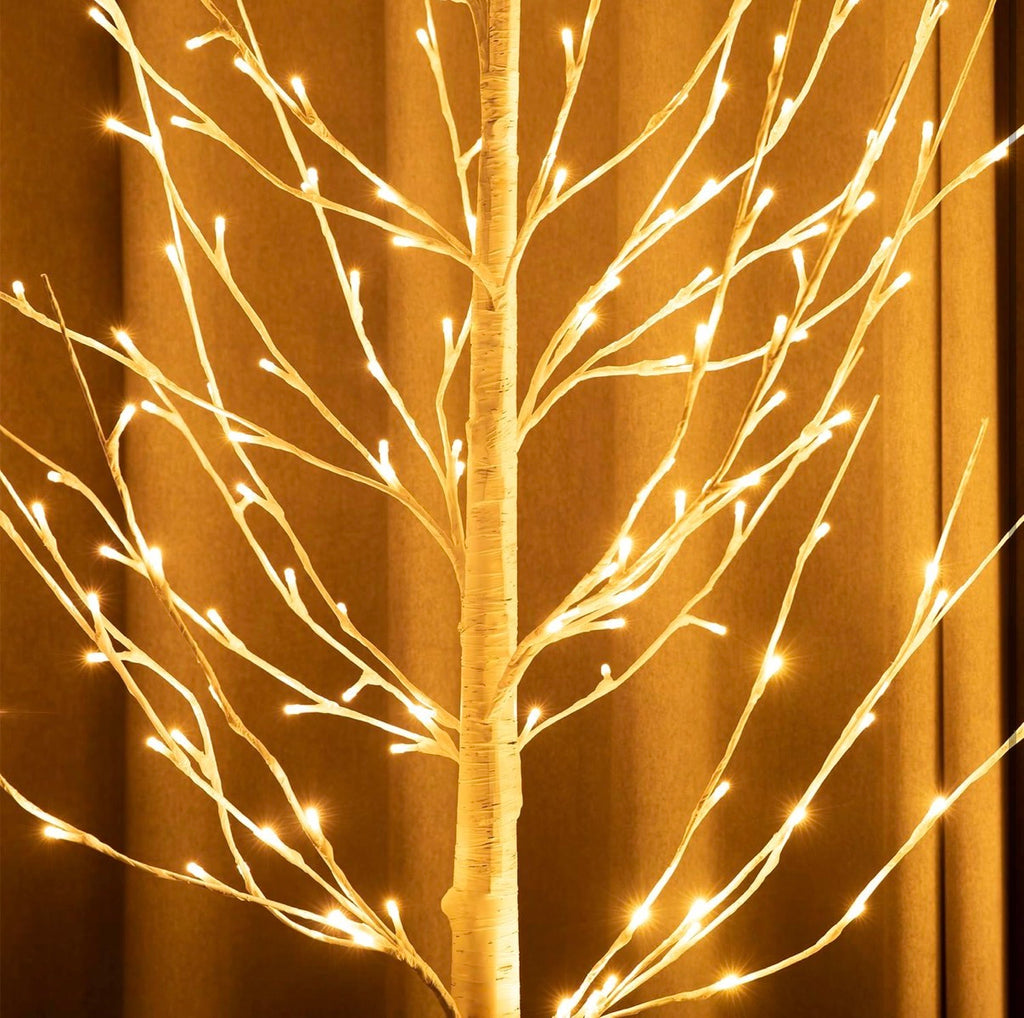 2 Pack 5 Feet Birch Tree with LED Lights