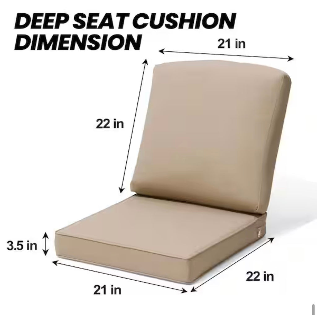 22 in. x 21 in. x 3.5 in. Patio Couch Cushion Set in Beige