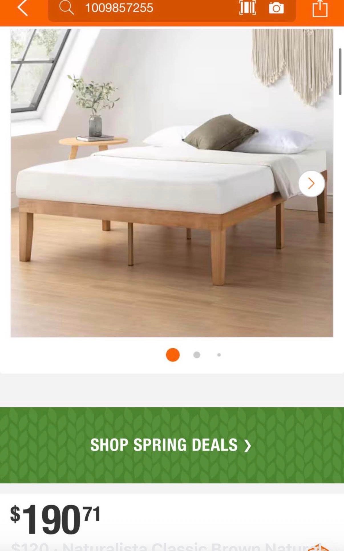 Naturalista Classic Brown Natural Pine Solid Wood Frame Queen Platform Bed