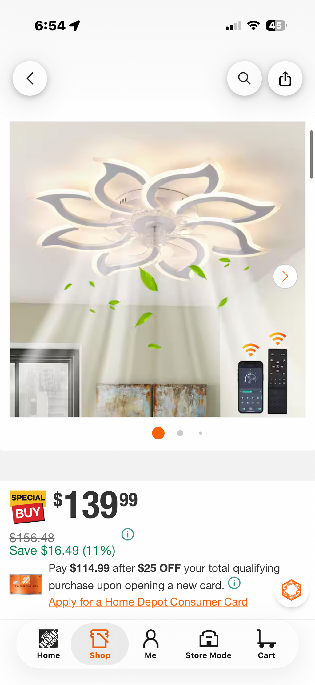 37.4 in. Flush Mount Ceiling Fan with LED Light
