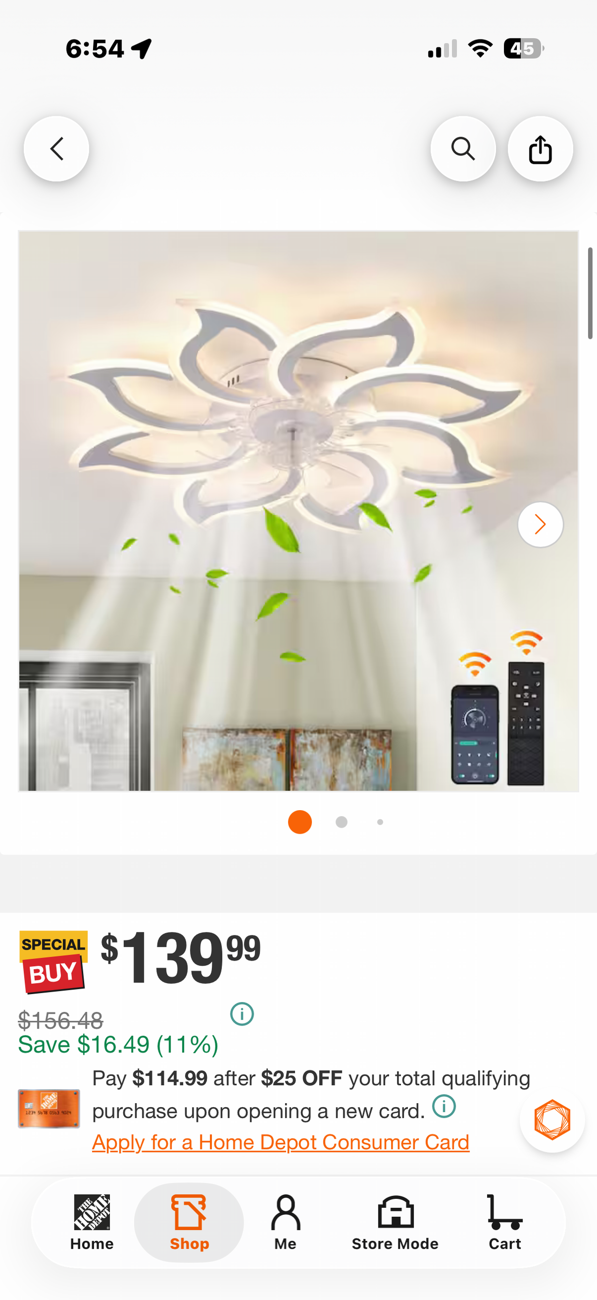 37.4 in. Flush Mount Ceiling Fan with LED Light