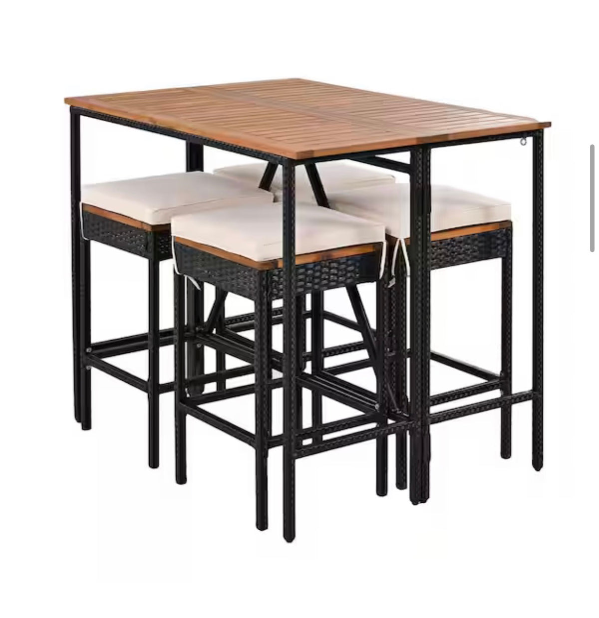 5-Piece Wood Outdoor Dining Set Bar