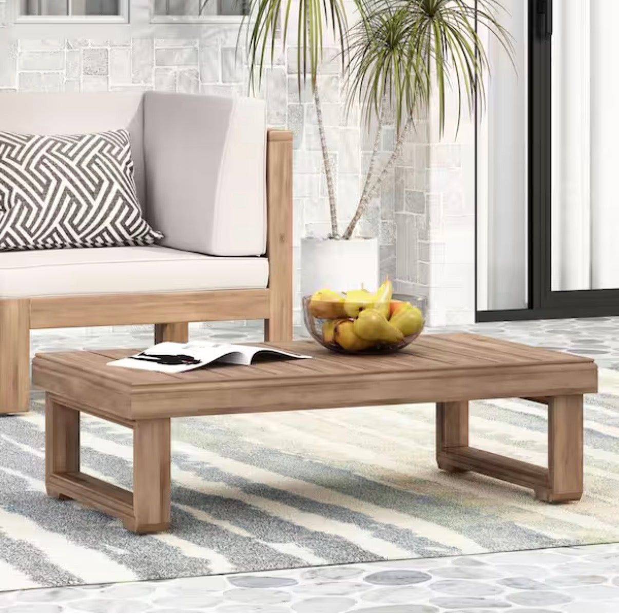 Kashton Brown Wash Outdoor Patio Coffee Table