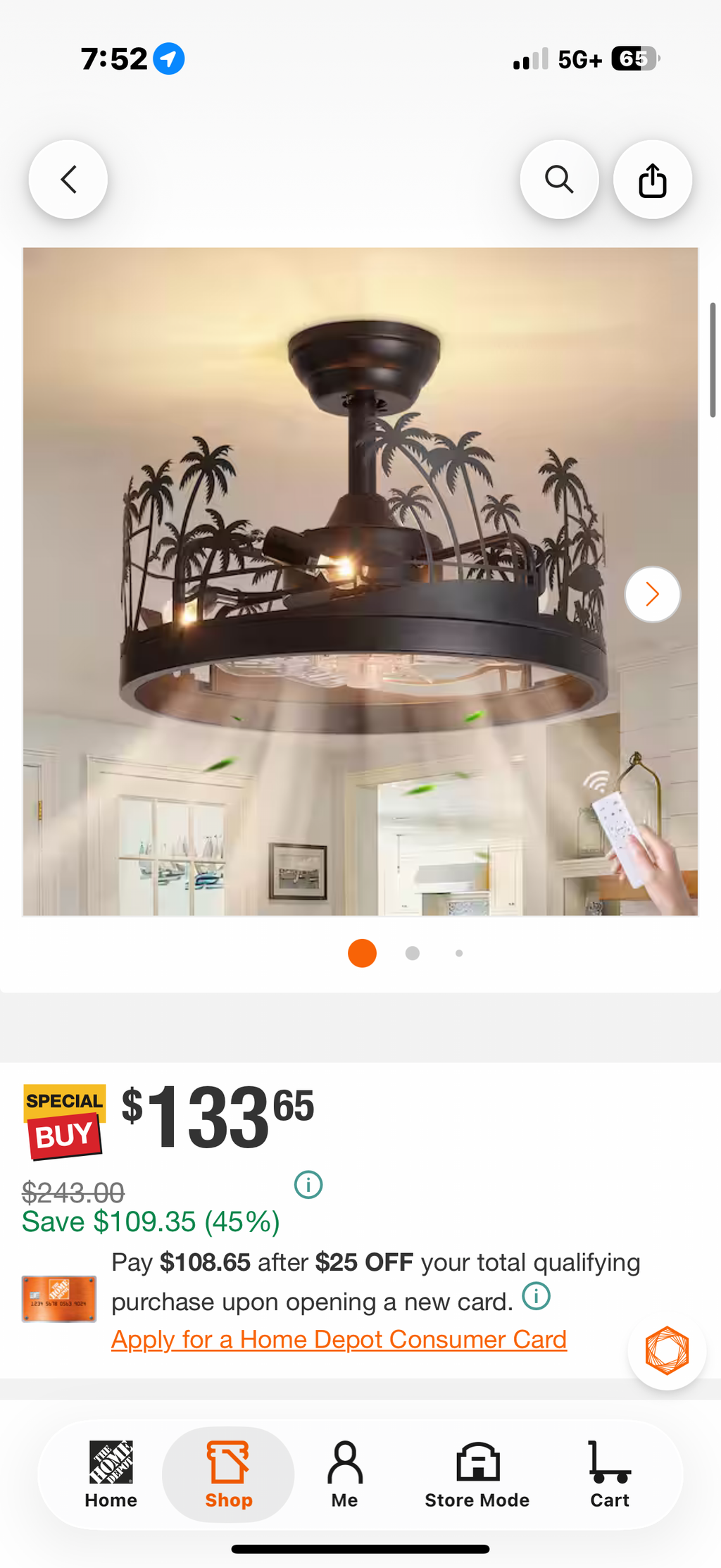 Tropical Palm Tree Cage Downrod Mount Ceiling Fan with Light