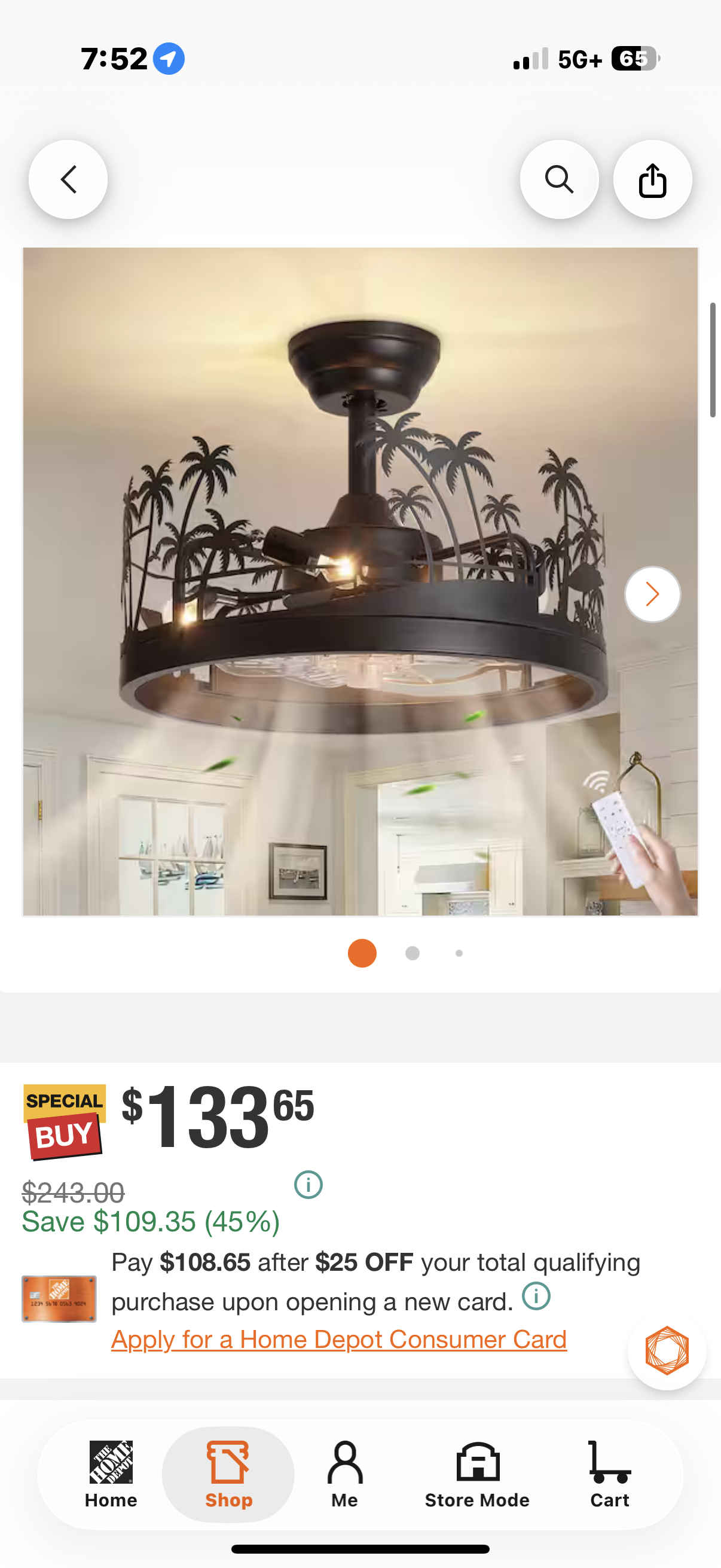 Tropical Palm Tree Cage Downrod Mount Ceiling Fan with Light