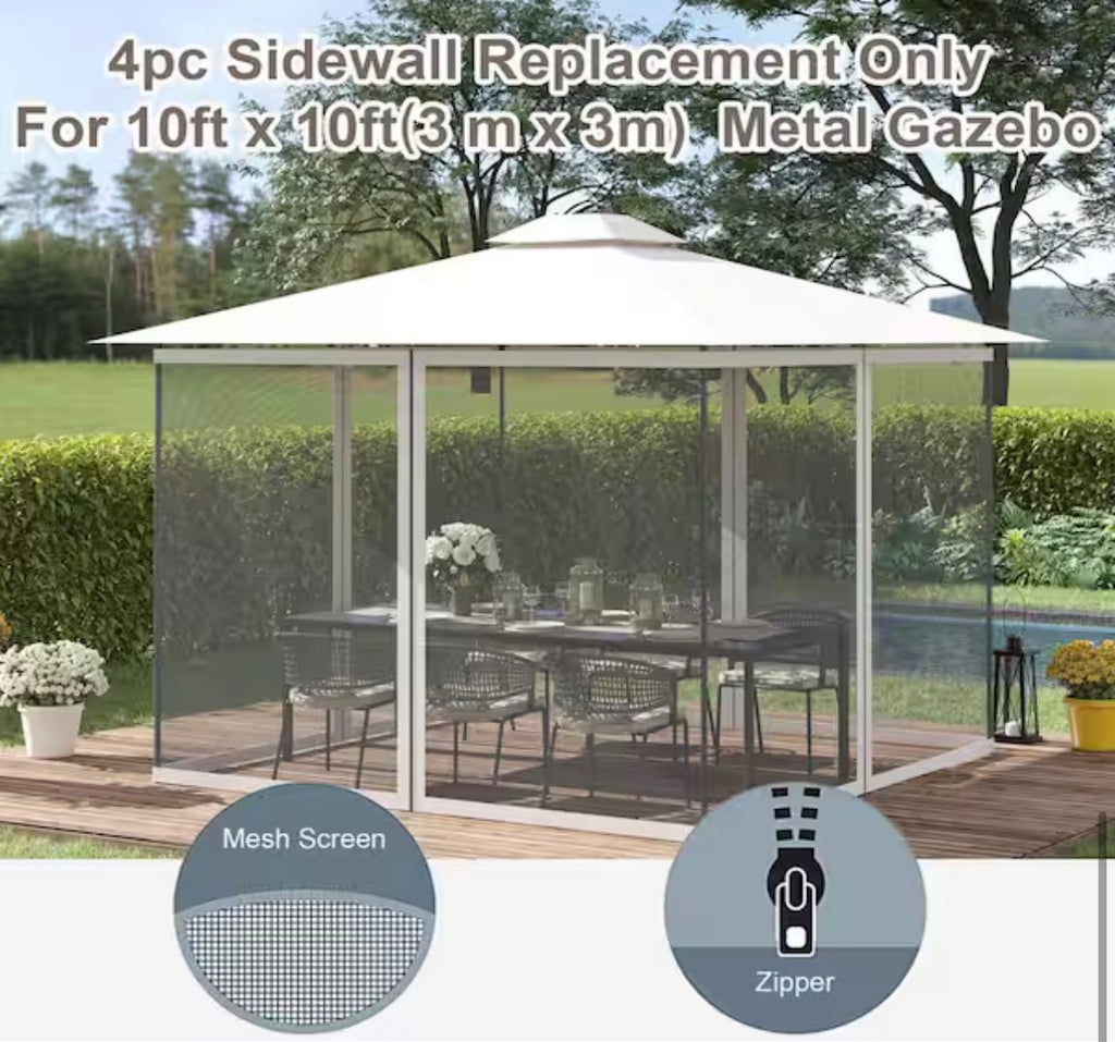 10 ft. x 10 ft. Universal Replacement Mesh Sidewall Netting for Patio Gazebos  (Sidewall Only)