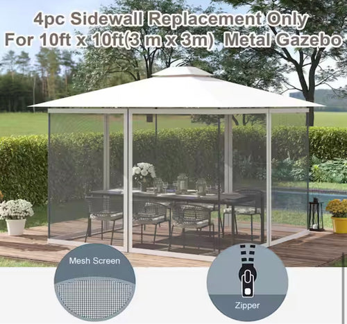 10 ft. x 10 ft. Universal Replacement Mesh Sidewall Netting for Patio Gazebos  (Sidewall Only)