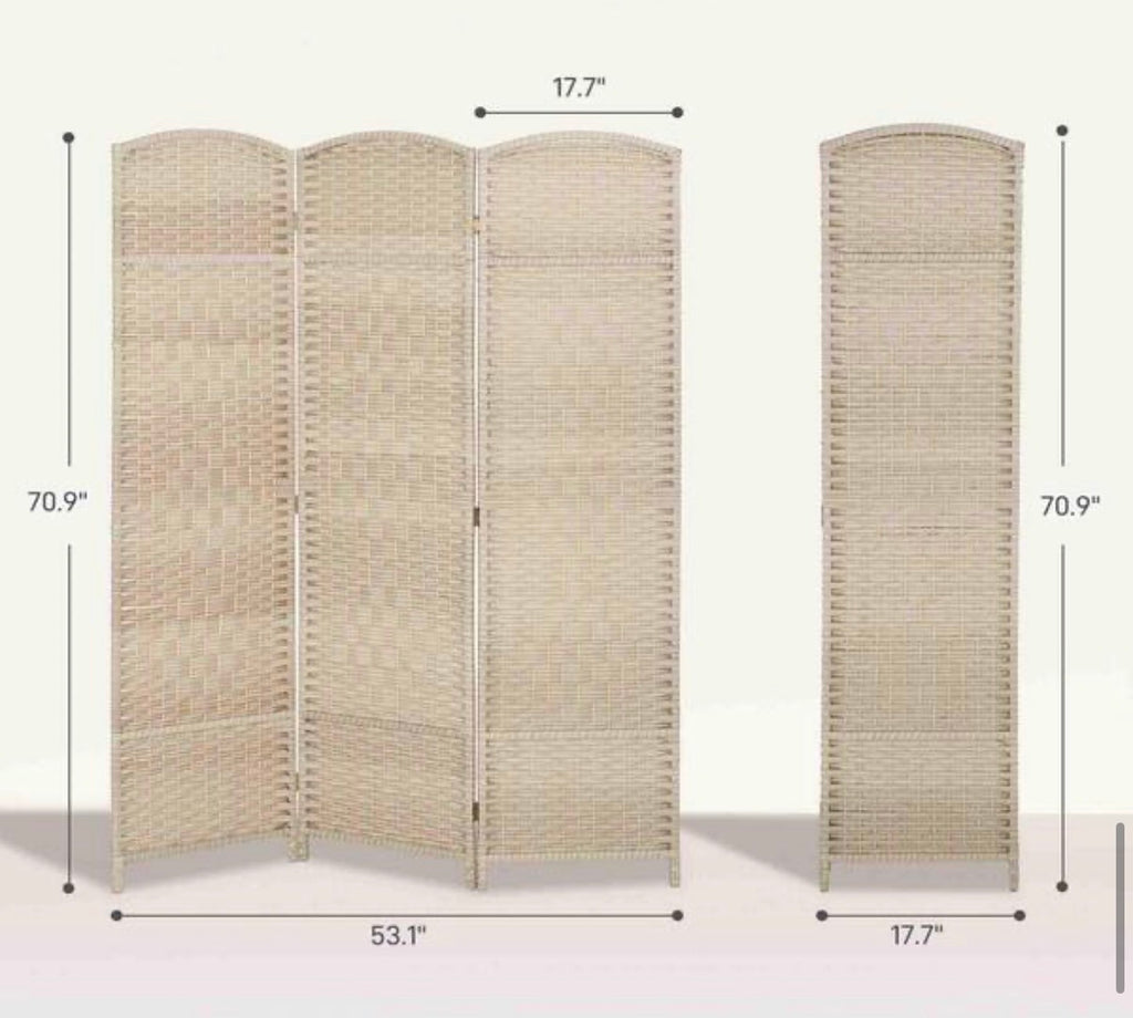 Hand-Woven Wall Partition 3-Panel Room Divider