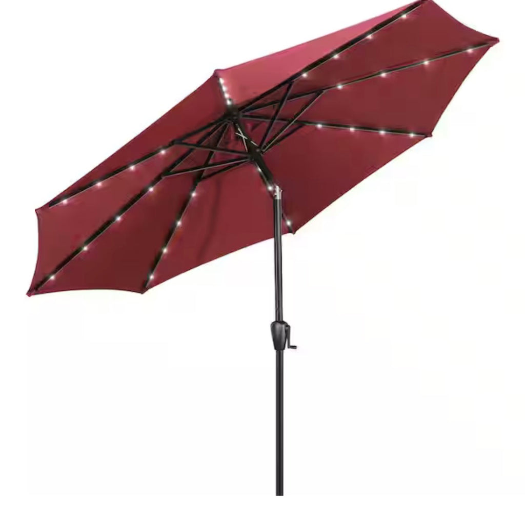 9 ft. Round Solar Powered LED Patio Umbrella
