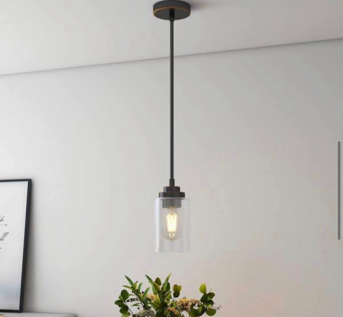 1-Light Oil Rubbed Bronze Mini Pendant with Clear Glass Shade