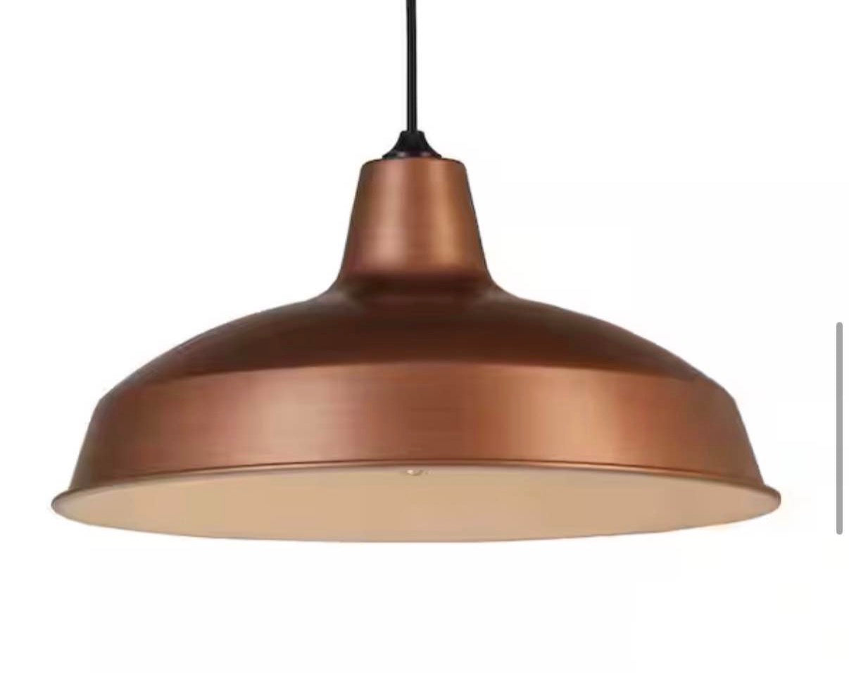Vintage Copper Warehouse Pendant Light with Metal Shade
