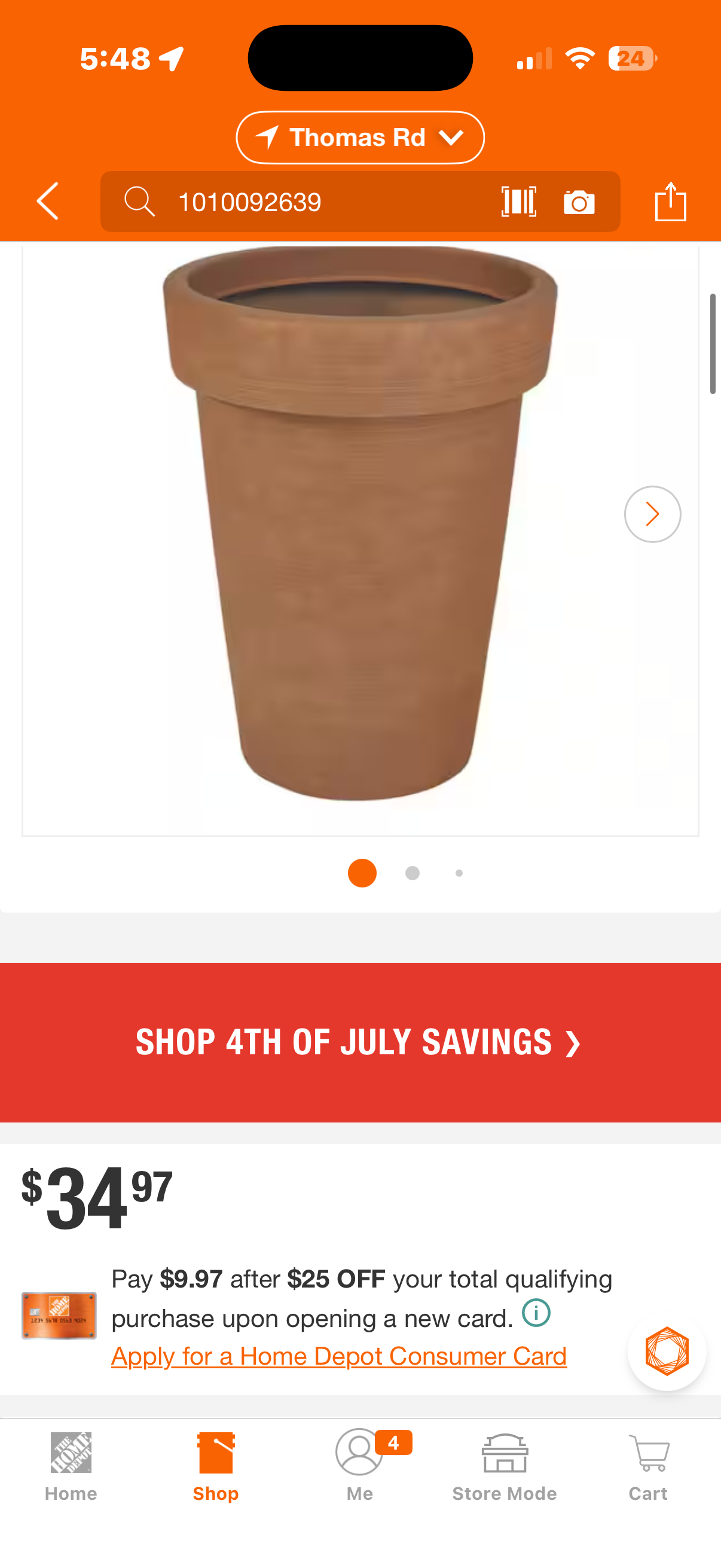Ferndale Large Terracotta Orange Decorative Resin Planter
