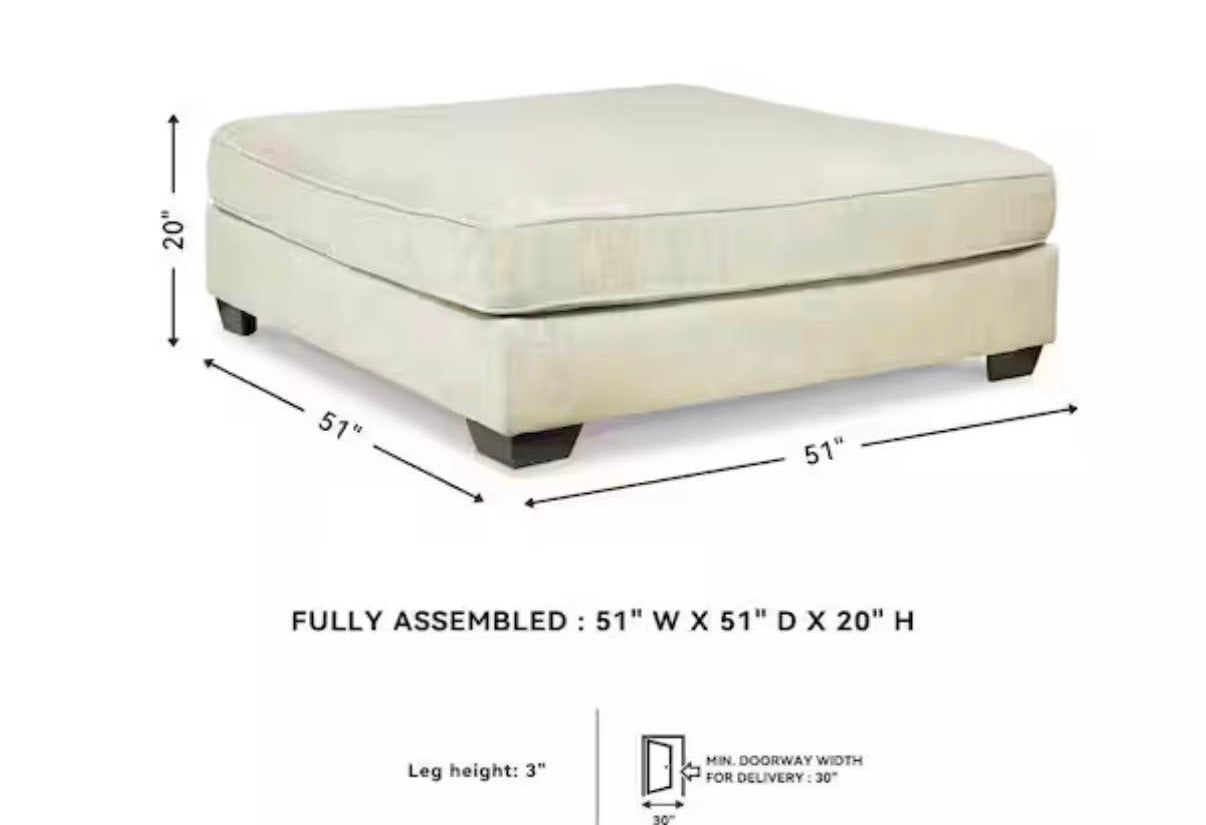 Rawcliffe 51"  Beige  Square  Oversized Ottoman