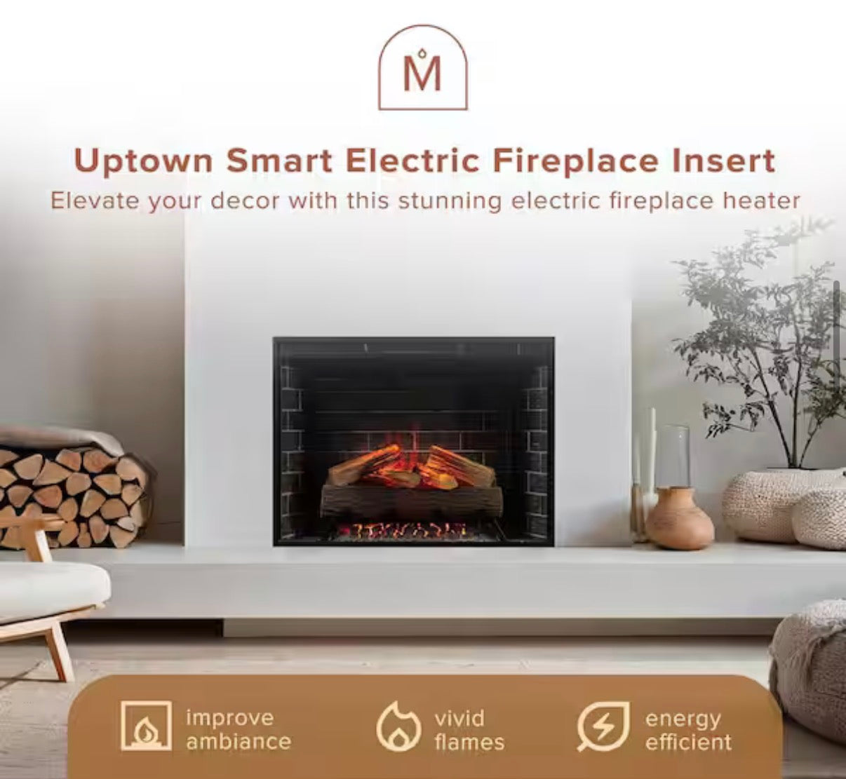 Uptown 33 in. Smart Electric Fireplace Wi-Fi and Remote Controlled