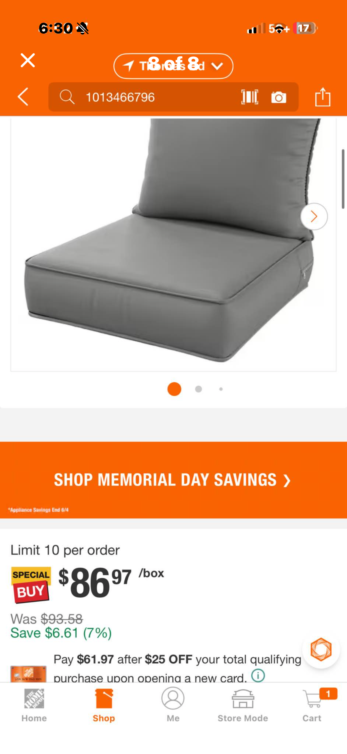 24 in. x 24 in. x 5 in. Outdoor chair cushions in light grey