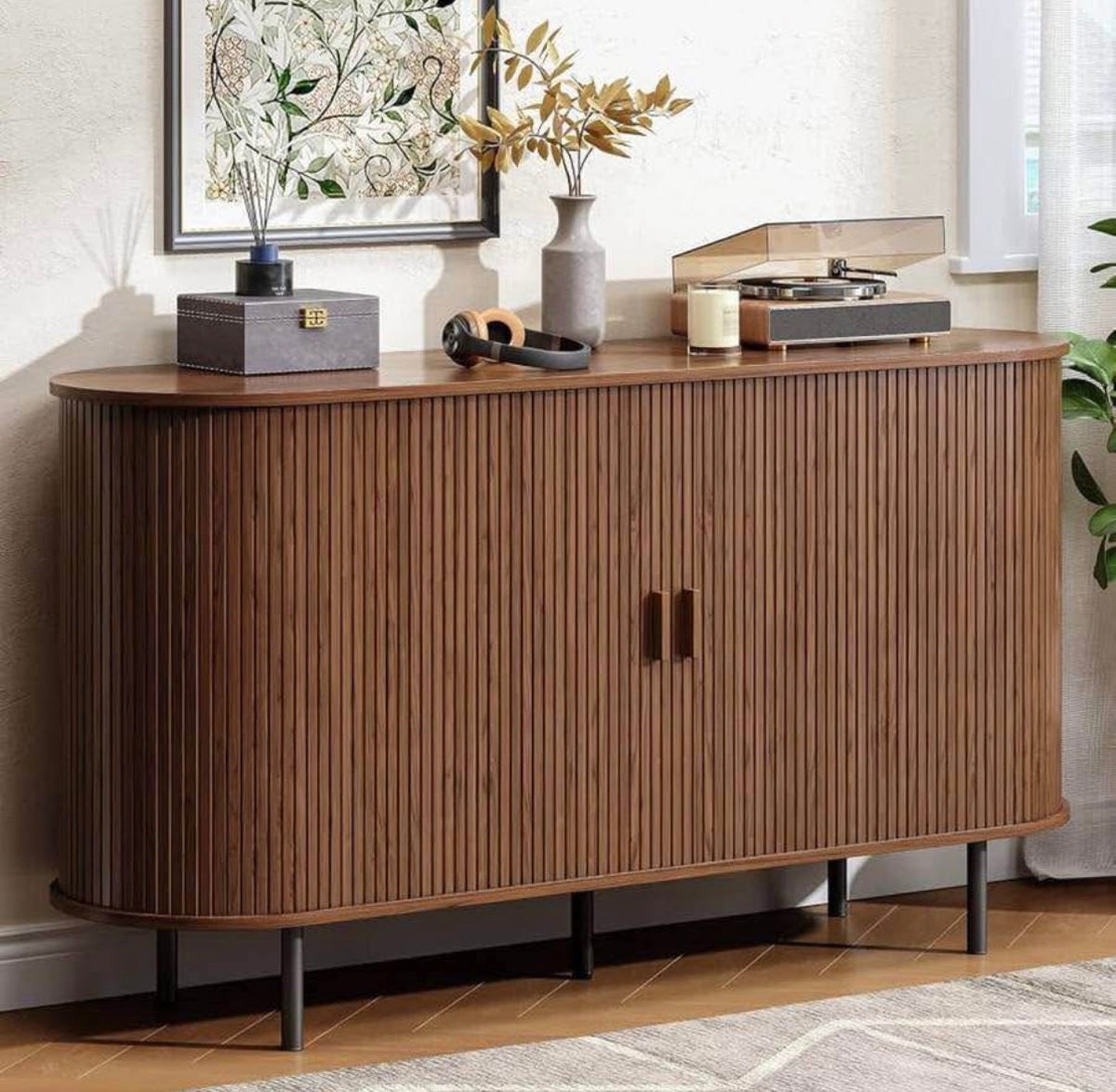 (55"/Walnut) Buffet Sideboard  Cabinet with Storage