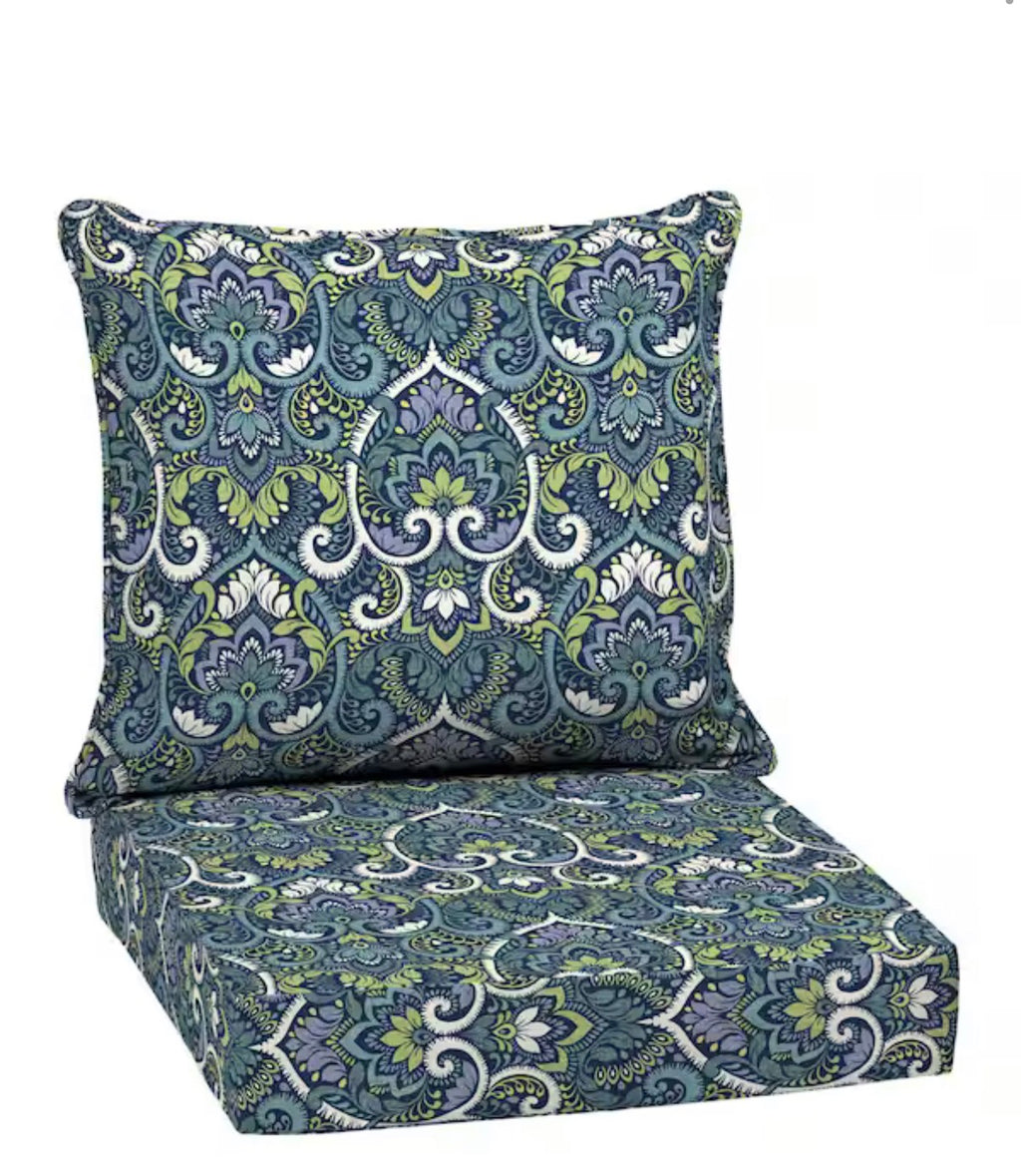 24 in. x 24 in. Outdoor Chair Cushion in Sapphire Aurora Blue