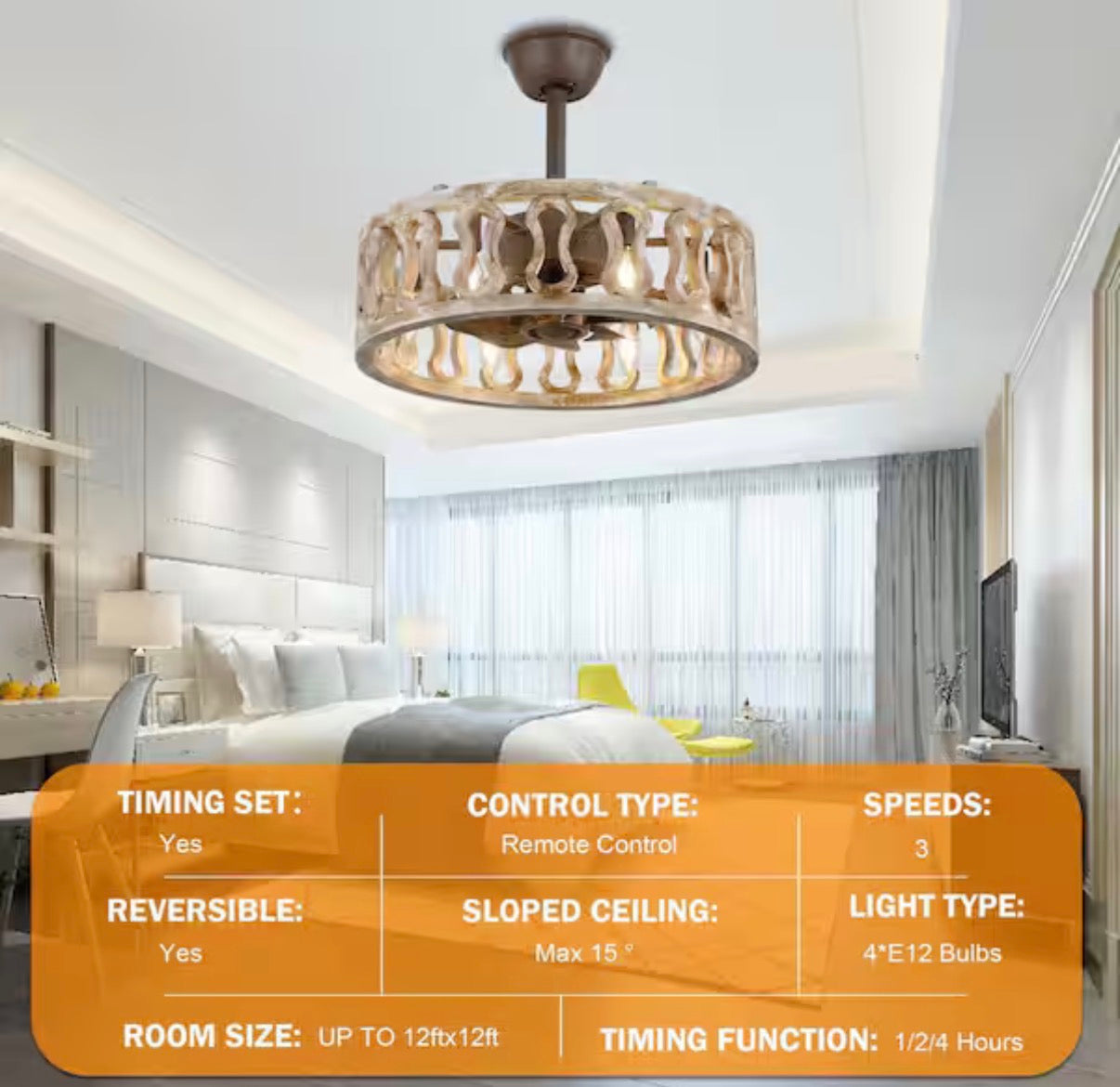 Banff 18 in. Farmhouse Indoor Tan 6-Light Ceiling Fan