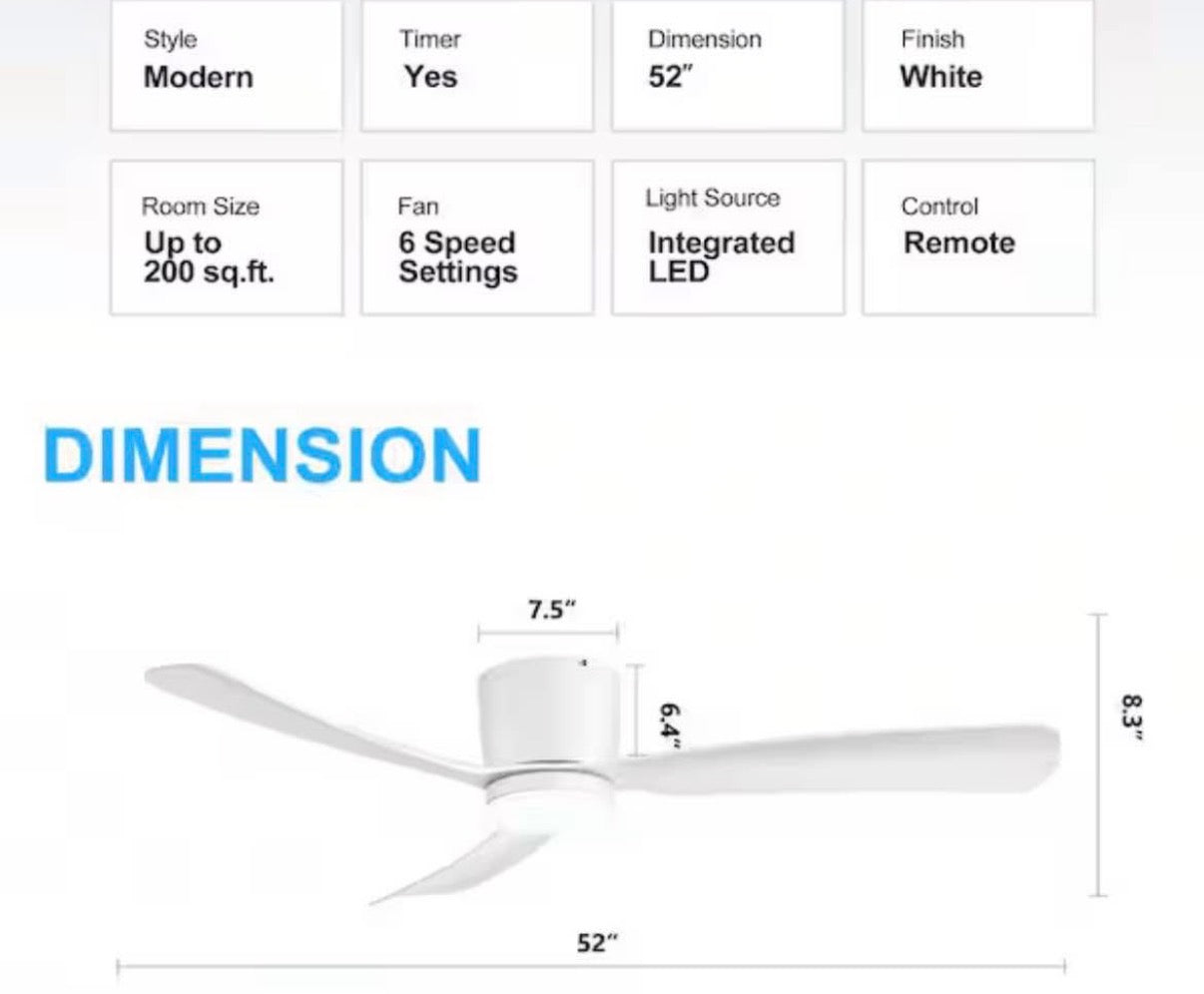 Propeller 52 in Ceiling Fan with Color-Changing LED Light